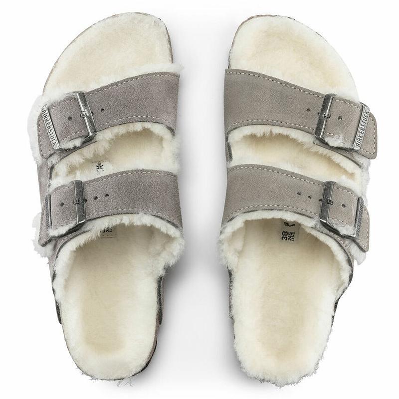 Birkenstock Shearling Ruskind Arizona Dame Grå | DK 84UZG